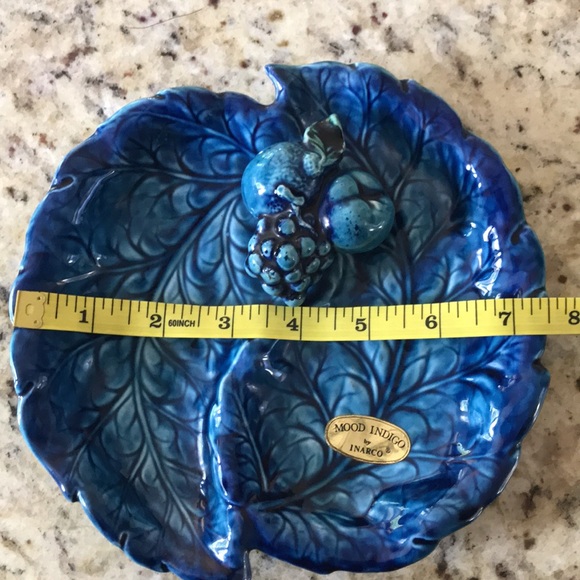 Vintage Inarco Japan Mood Indigo Double Leaf Plate Tray Dish 3D - Picture 4 of 7